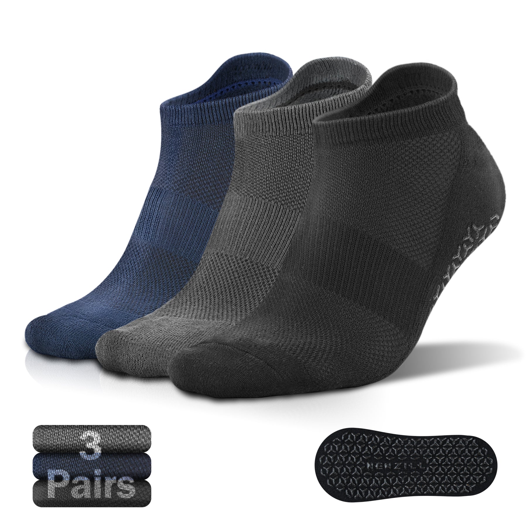 NEW - 2 Pairs Women’s Yoga Low Cut Grippy Socks w/ Grips Anti Slip Grip  Bottom