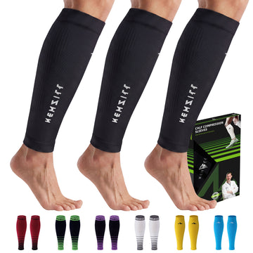 Calf Sleeves (20-30mmHg) - [3-pairs] Solid Black