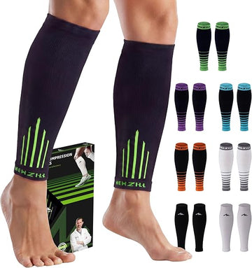 Calf  Sleeves (20-30mmHg) - Black/Green