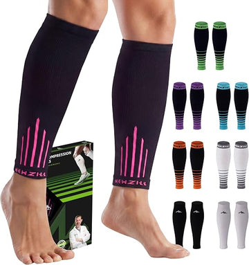 Calf  Sleeves (20-30mmHg) - Black/Pink