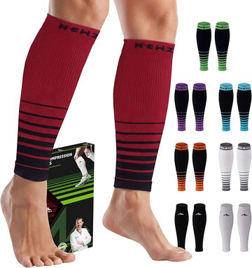 Calf  Sleeves (20-30mmHg) - Stripes Black/Red