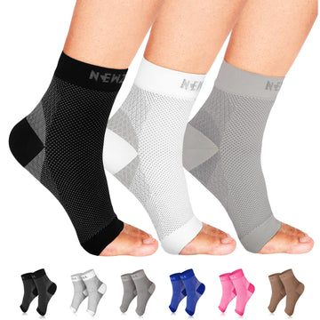 Ankle Compression Socks for Plantar Fasciitis (20-30mmHg) - [3-pairs] Black/White/Gray