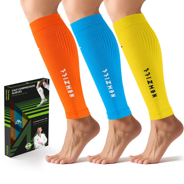 Calf Sleeves (20-30mmHg) - [3-pairs] Orage/Yellow/Blue