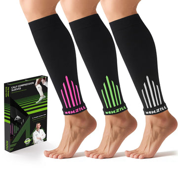 Calf Sleeves (20-30mmHg) - [3-pairs] White/Pink/Green