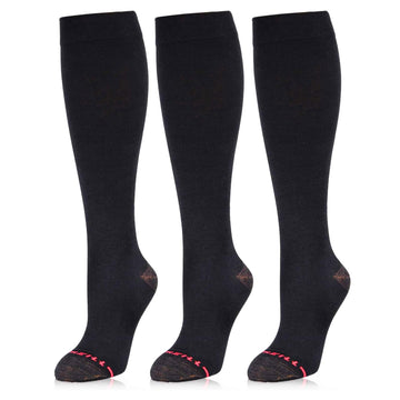 Compression Dress Socks(15-20mmHg) Copper-Infused - [3-pairs] Black