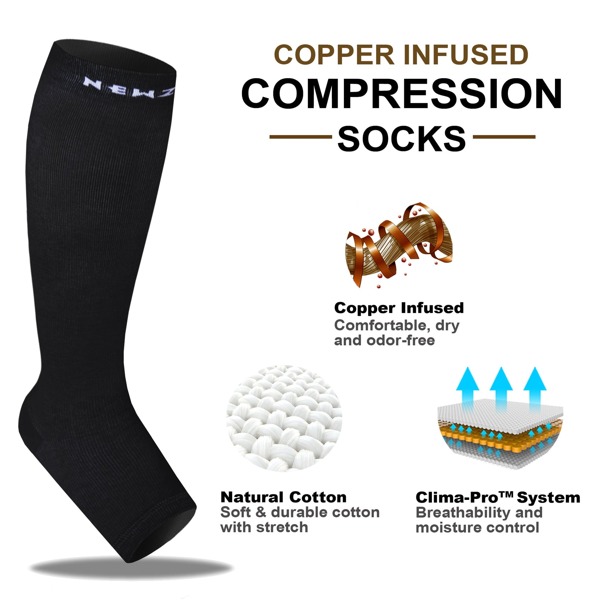 Graduated Open Toe Compression Socks (20-30 mmHg) – NEWZILL
